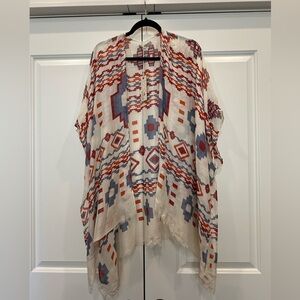 Chic Geometric Kimono - Red and Blue